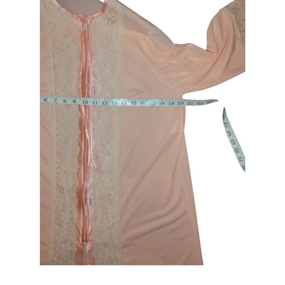 Vintage Union Made ILGWU Peach Pink Ivory Lace House Coat Robe Snowdon M - Picture 12 of 13